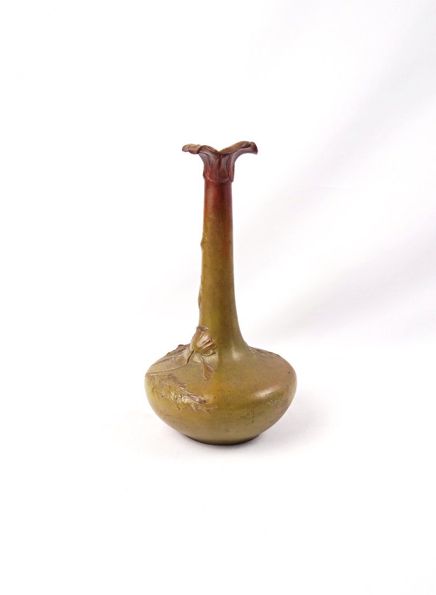 Art Nouveau Single-flower Vase In Bronze With Floral Decoration, Circa 1900-photo-4