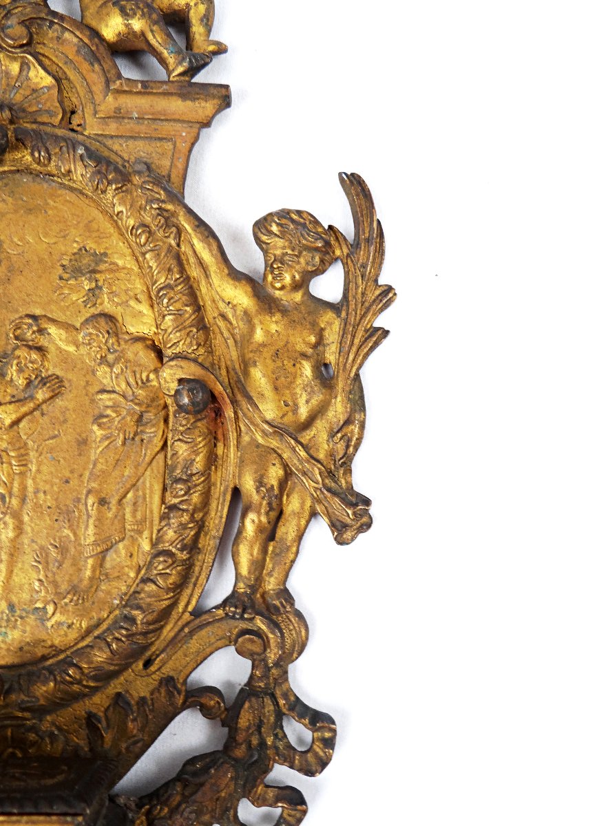 Gilded Bronze Holy Water Font Depicting The Baptism Of Christ By Saint John The Baptist, 18th Century-photo-4