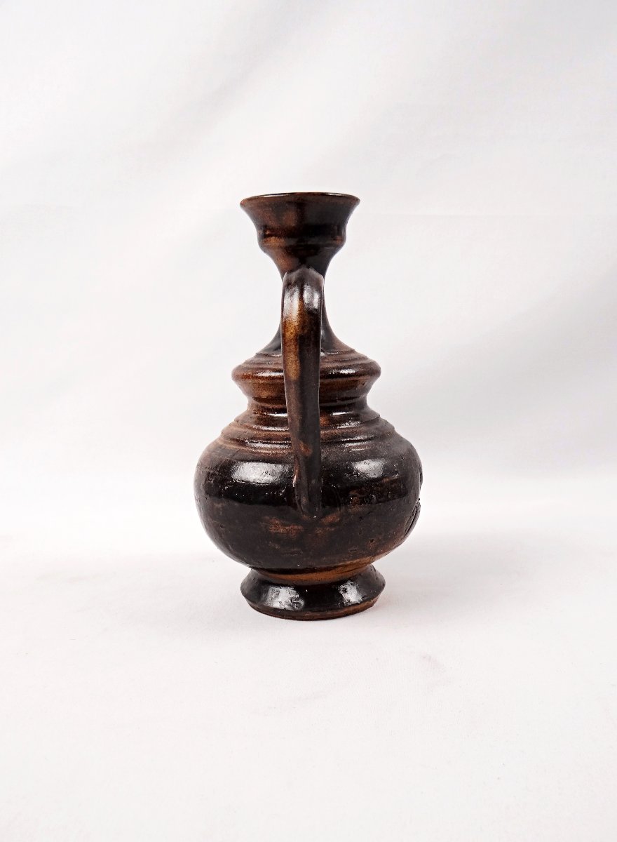 Pitcher Signed By Jean Marais, Made Of Chamotte Stoneware With A Vintage, Unglazed Finish From The 1970s-photo-5