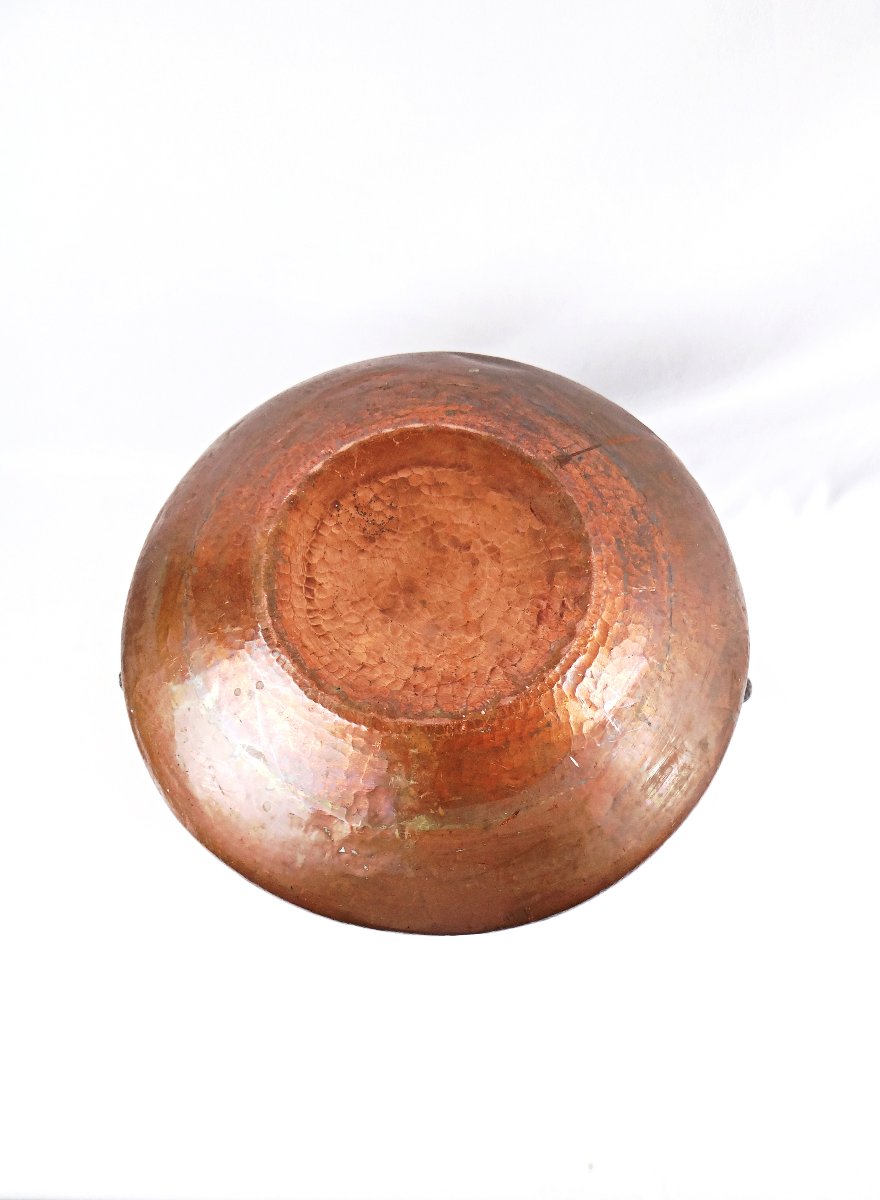 Chaudron ou Cache pot en cuivre Art Nouveau signé L. Guibard fin XIXe-photo-8
