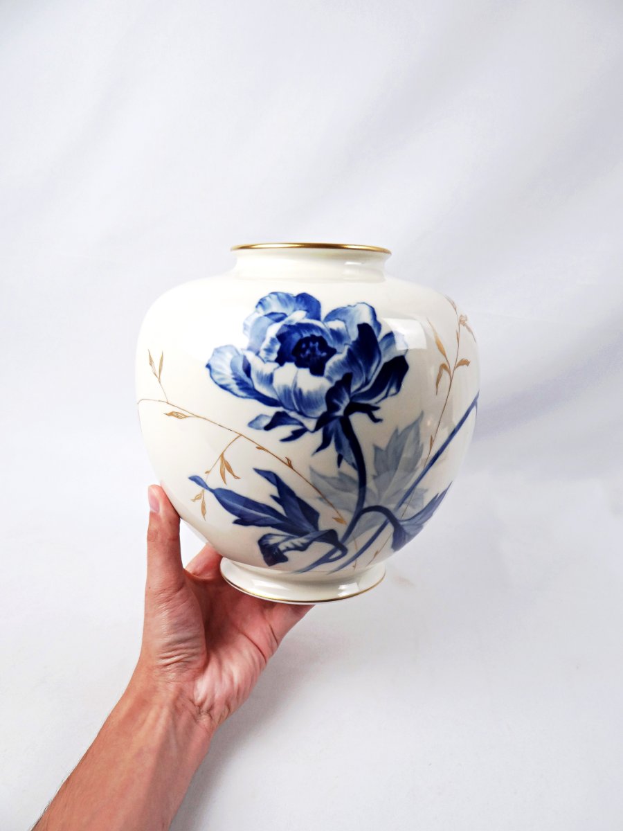 Art Deco Pirken Hammer Vase, Spherical Shape With Floral Decoration, Early 20th Century-photo-2