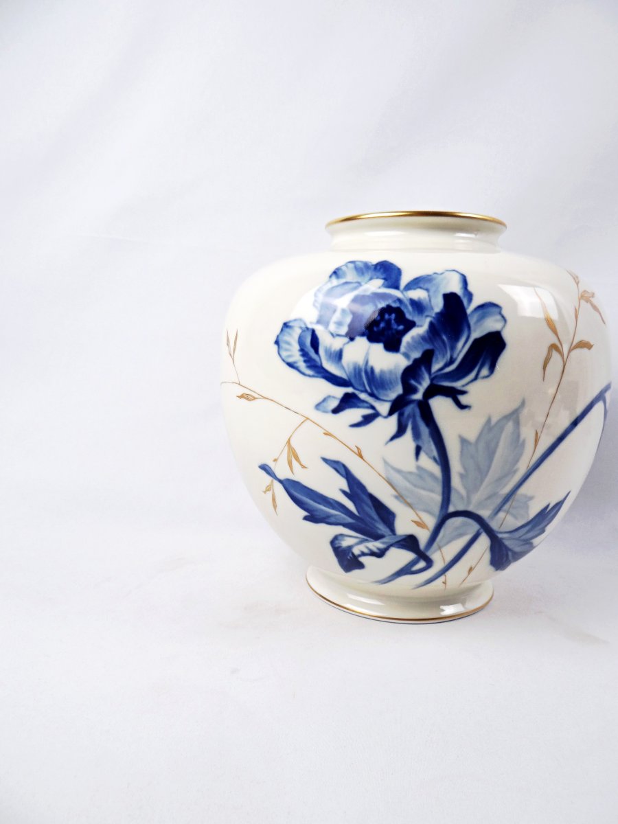Art Deco Pirken Hammer Vase, Spherical Shape With Floral Decoration, Early 20th Century-photo-3