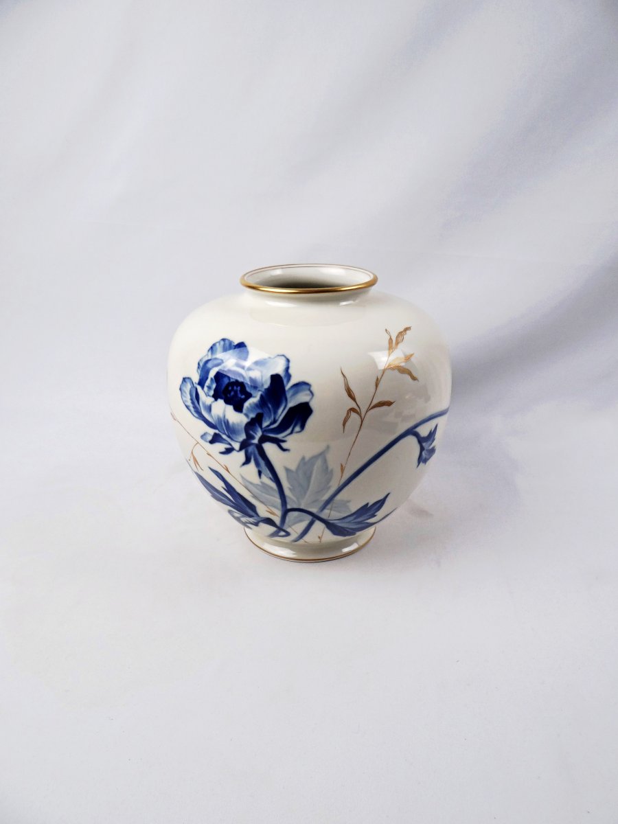 Art Deco Pirken Hammer Vase, Spherical Shape With Floral Decoration, Early 20th Century-photo-2