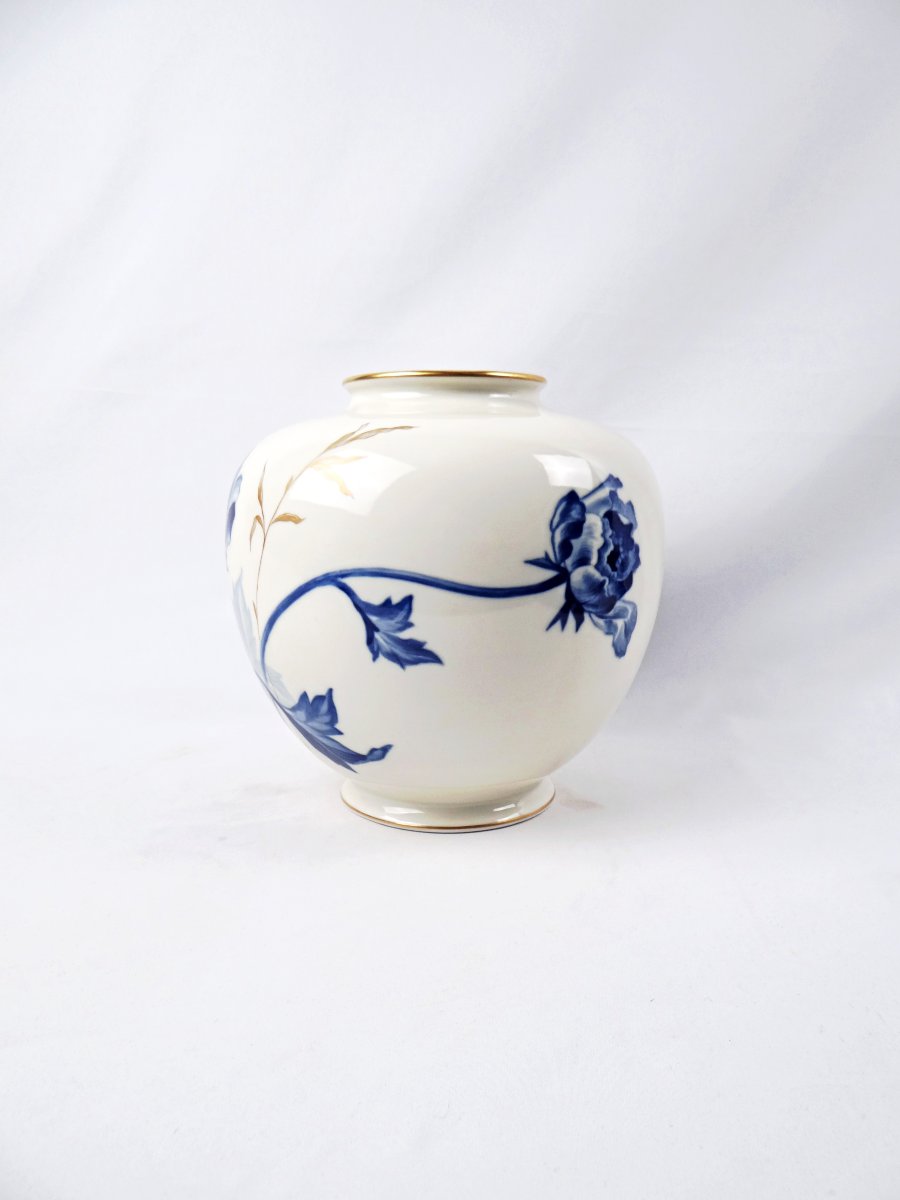 Art Deco Pirken Hammer Vase, Spherical Shape With Floral Decoration, Early 20th Century-photo-3