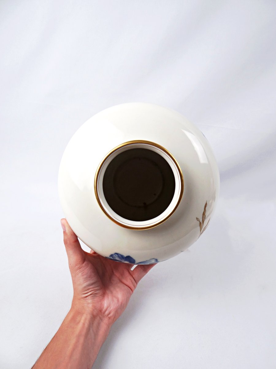Art Deco Pirken Hammer Vase, Spherical Shape With Floral Decoration, Early 20th Century-photo-6