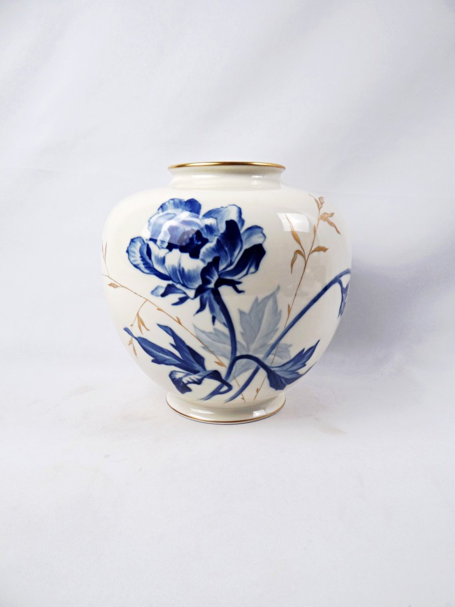 Art Deco Pirken Hammer Vase, Spherical Shape With Floral Decoration, Early 20th Century