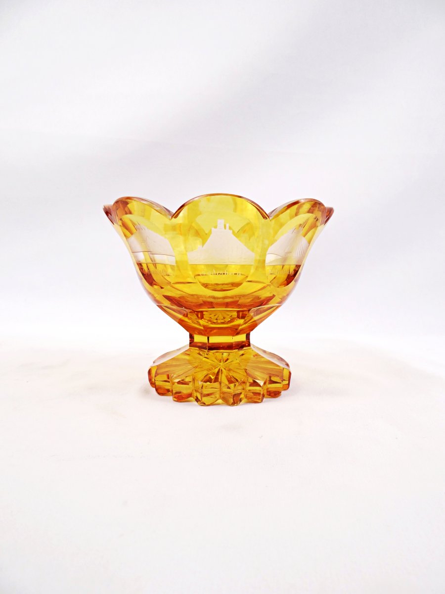 19th-century Bohemian Crystal Goblet Decorated With Monuments From The Rhenish Palatinate-photo-3