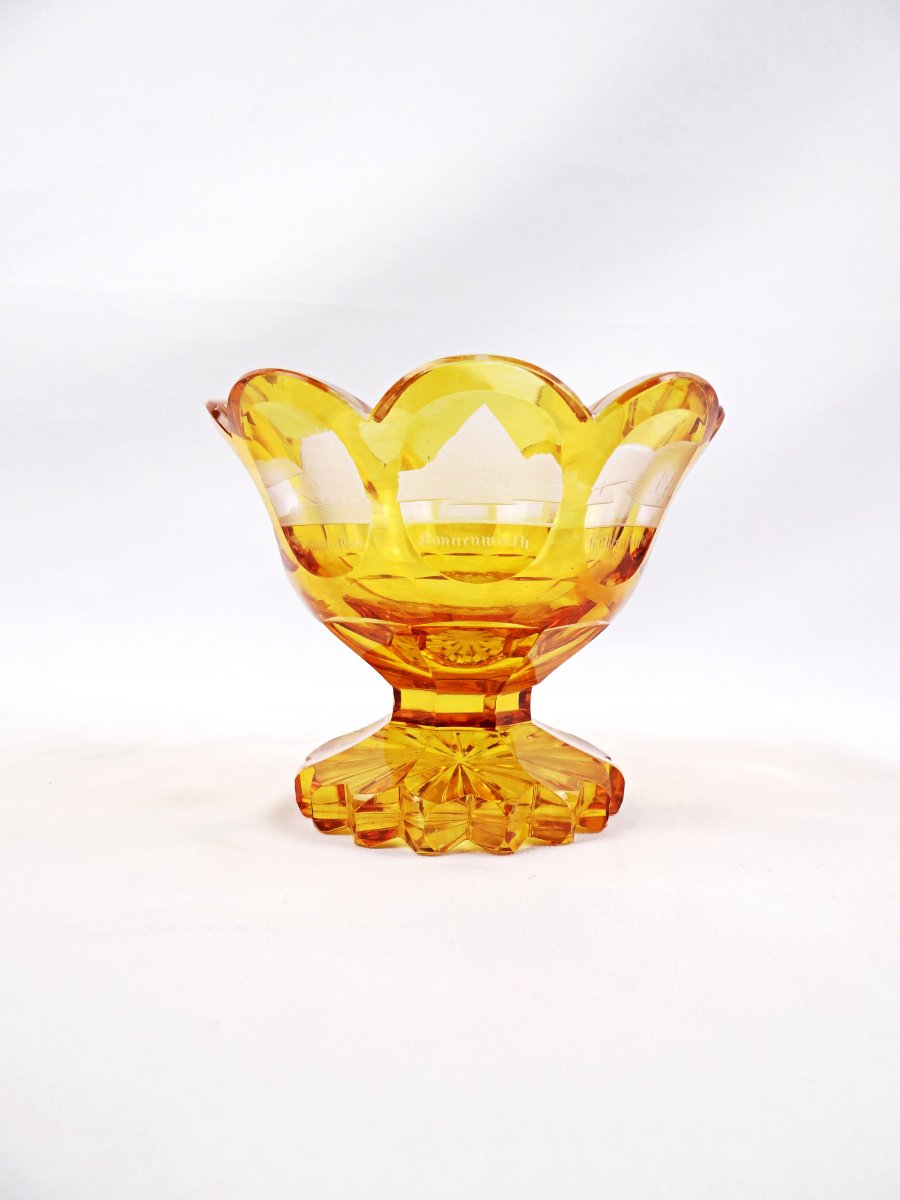 19th-century Bohemian Crystal Goblet Decorated With Monuments From The Rhenish Palatinate-photo-3