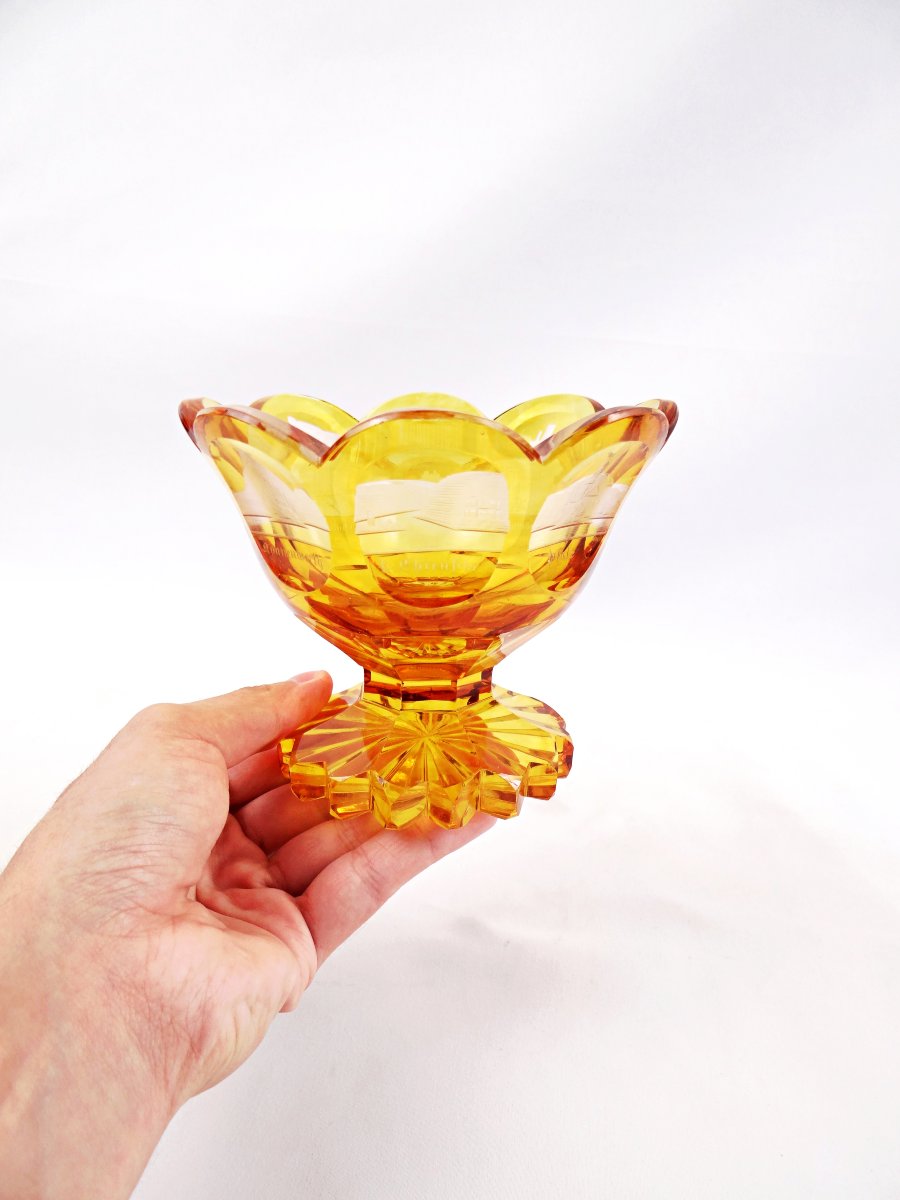 19th-century Bohemian Crystal Goblet Decorated With Monuments From The Rhenish Palatinate-photo-5