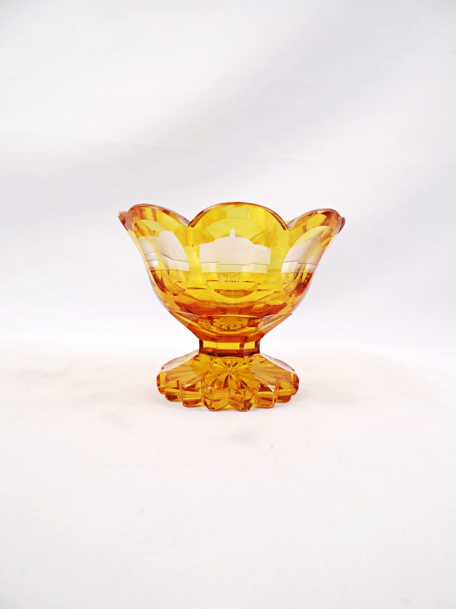 19th-century Bohemian Crystal Goblet Decorated With Monuments From The Rhenish Palatinate