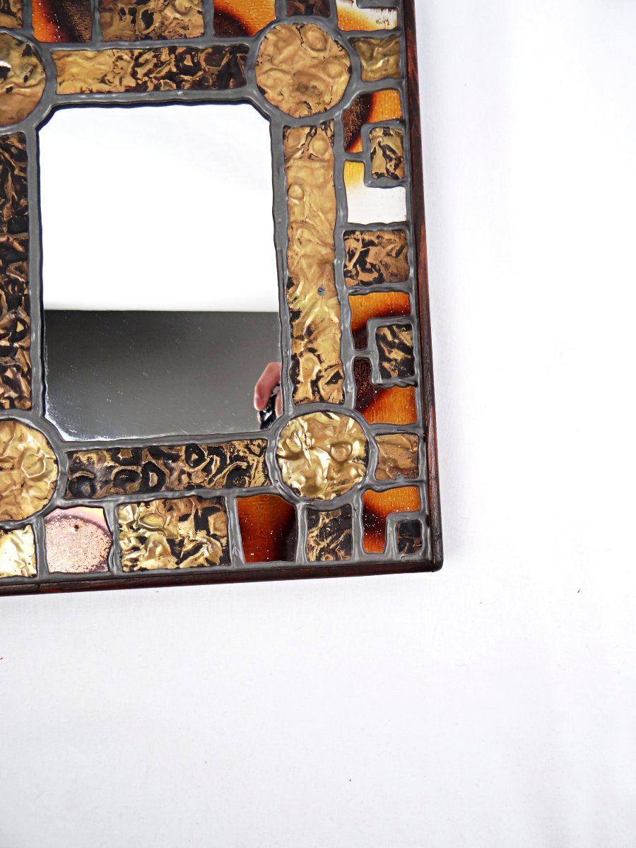 Rectangular Mirror, 31x26, By Irena Jaworska, Brutalist, 1960s -photo-1