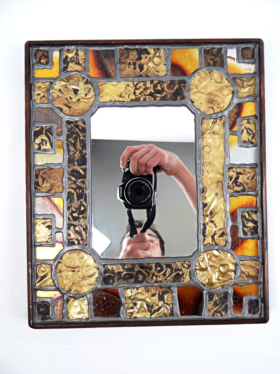 Rectangular Mirror, 31x26, By Irena Jaworska, Brutalist, 1960s -photo-2