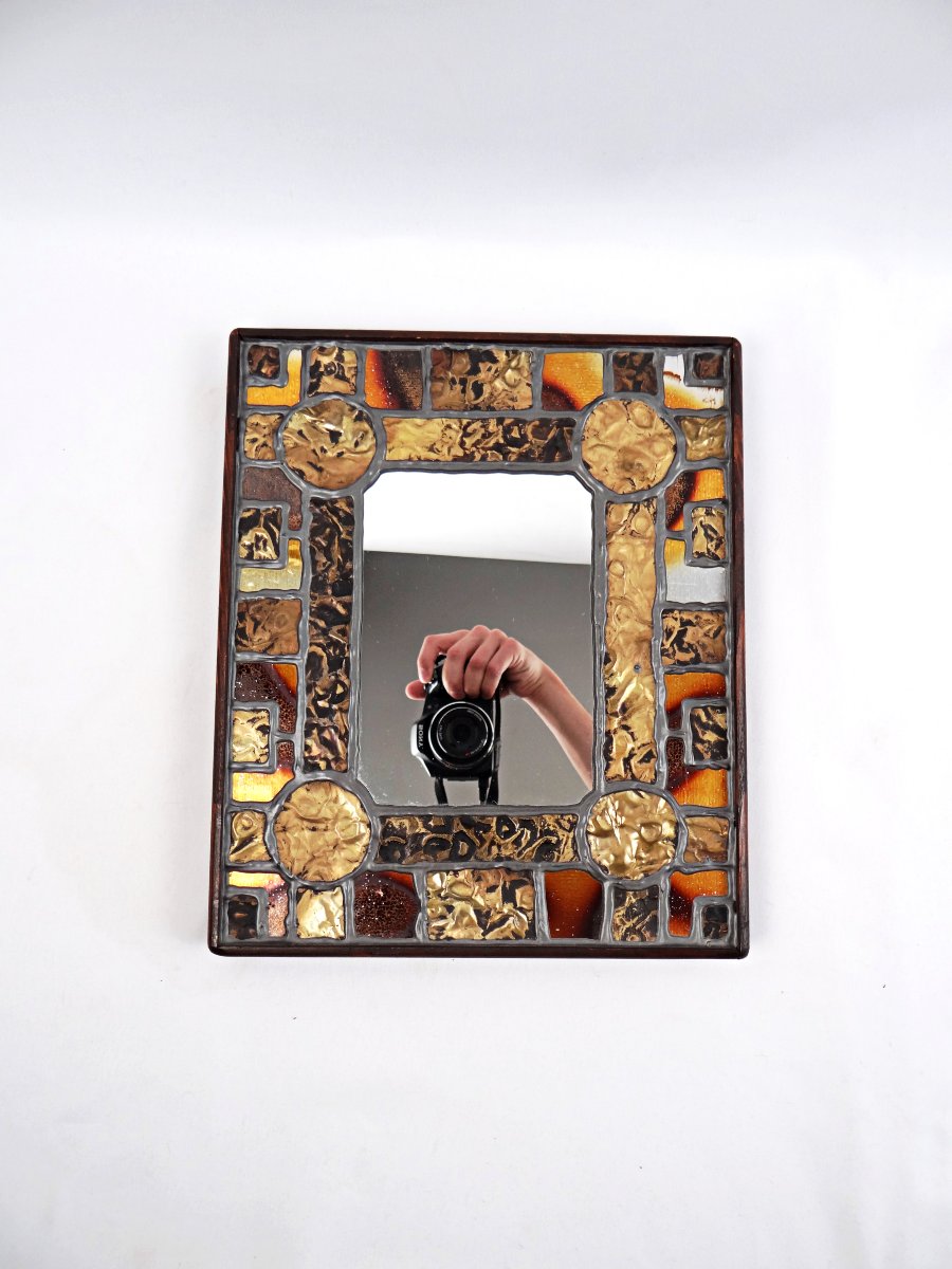 Rectangular Mirror, 31x26, By Irena Jaworska, Brutalist, 1960s 