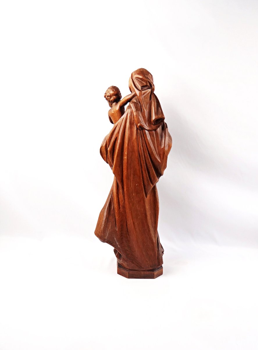 Virgin And Child, Carved From Linden Wood, German, Religious Art From Tyrol, Mid-20th Century-photo-3