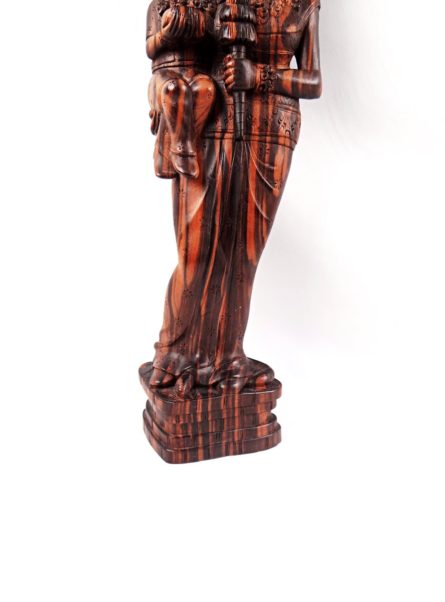 Virgin And Child, Carved From Macassar Ebony, Balinese Religious Craft, Mid-20th Century-photo-3