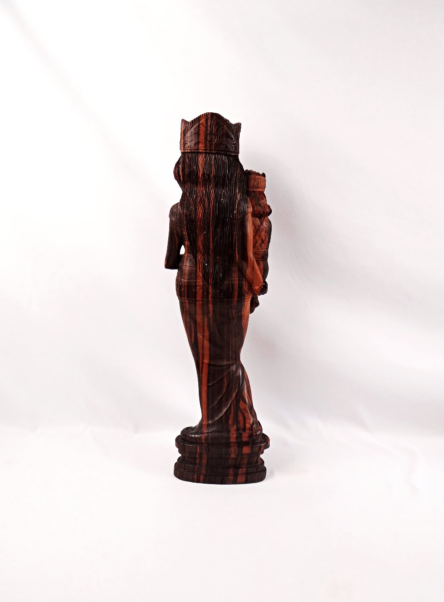 Virgin And Child, Carved From Macassar Ebony, Balinese Religious Craft, Mid-20th Century-photo-1