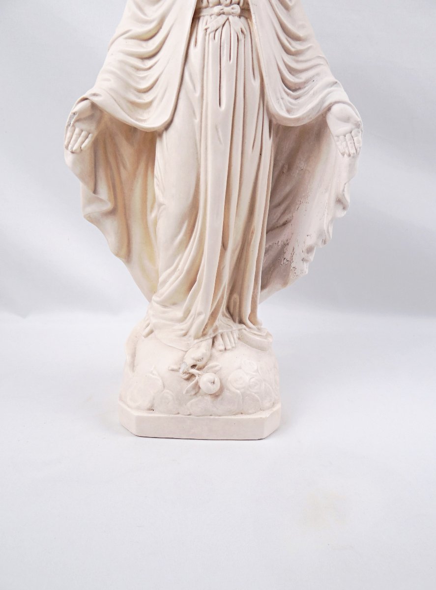 Vierge Marie Immaculée Art Déco sculpture en plâtre signée A.Pierotti début XXe-photo-3
