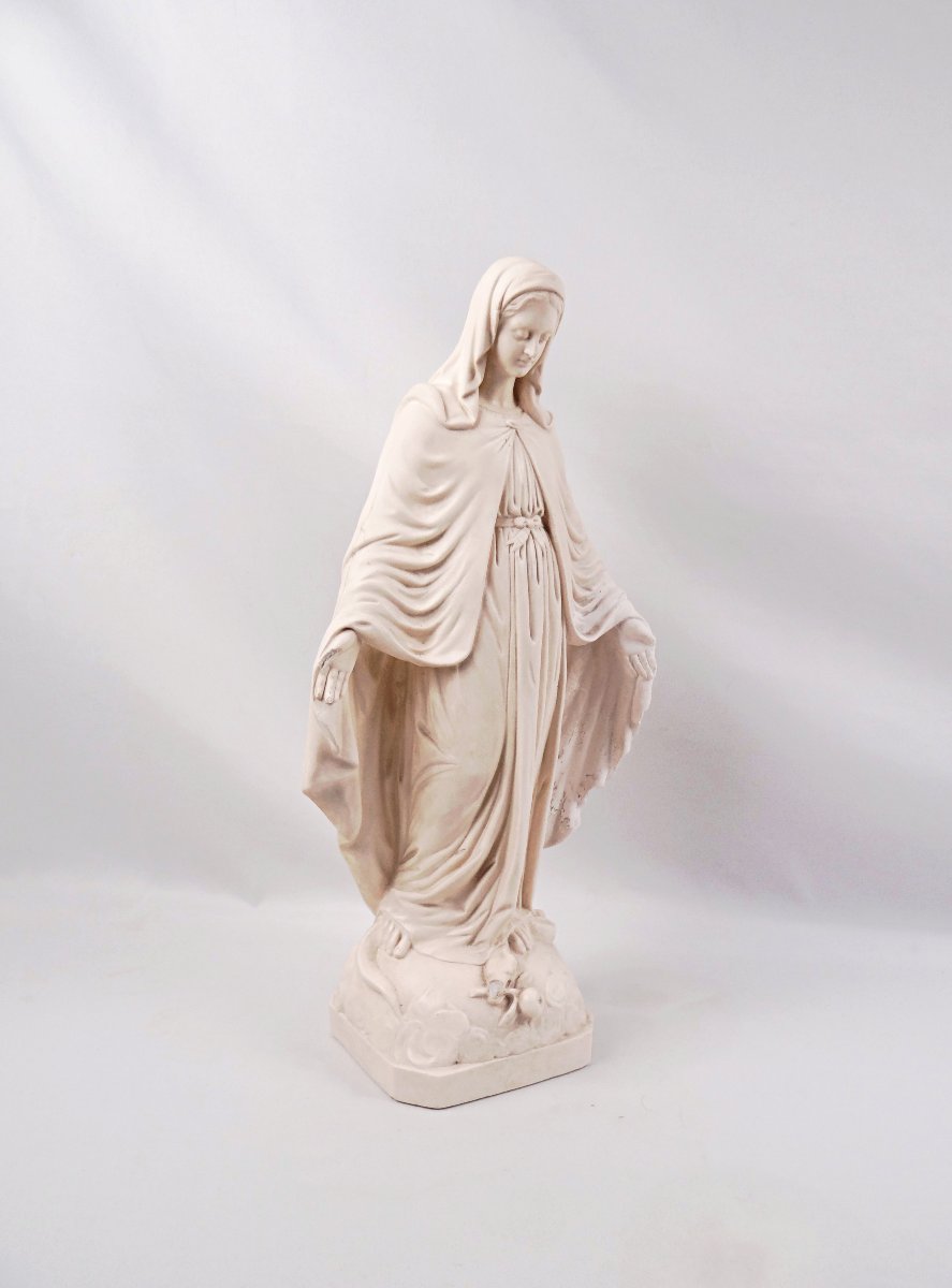 Vierge Marie Immaculée Art Déco sculpture en plâtre signée A.Pierotti début XXe-photo-6