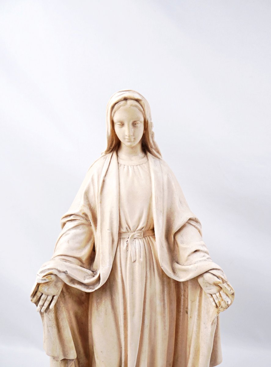 Vierge Marie Immaculée Art Déco sculpture en plâtre signée Bacci début XXe-photo-2