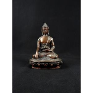 19th Century Tibetan Buddha Shakyamuni Tathagata Statue In Copper Alloy Bronze