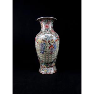 Chinese Baluster Vase, Canton Porcelain, With Imperial Court Decoration, Early 20th Century