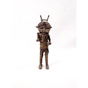 Dogon Warrior Sculpture In Gilt Bronze, Modernist Tribal Art, Mid-20th Century