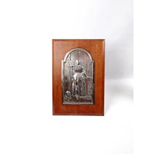 After Ingres, Joan Of Arc At The Coronation Of The King, In Silvered Metal On A Wooden Panel