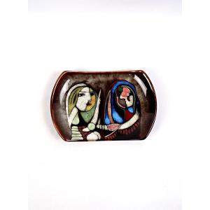 Vide poche en céramique émaillée dans le goût de Picasso style surréaliste 90s