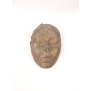 Masque mortuaire en bronze massif d'une femme asiatique cabinet de curiosité XXe