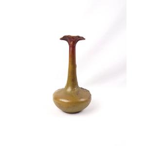 Art Nouveau Single-flower Vase In Bronze With Floral Decoration, Circa 1900