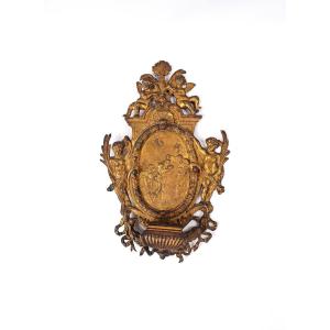 Gilded Bronze Holy Water Font Depicting The Baptism Of Christ By Saint John The Baptist, 18th Century