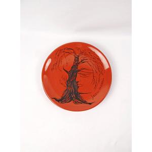 Assiette signée Jean Marais décor onirique émaillé années 1970