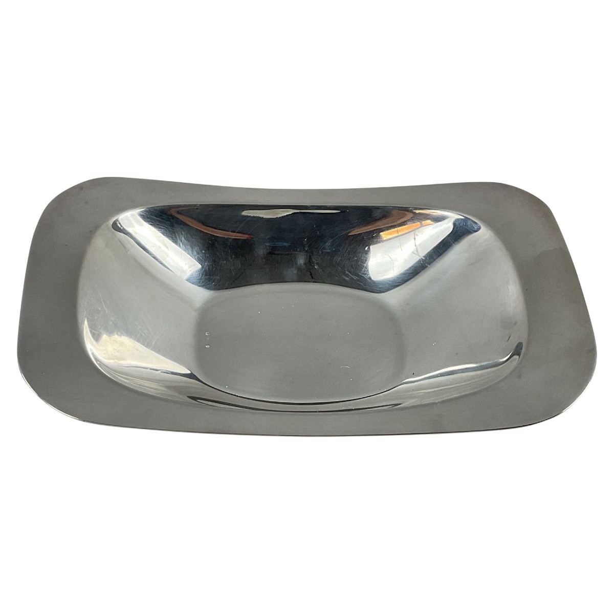 Art Deco Style Bread Basket In Silver Metal 