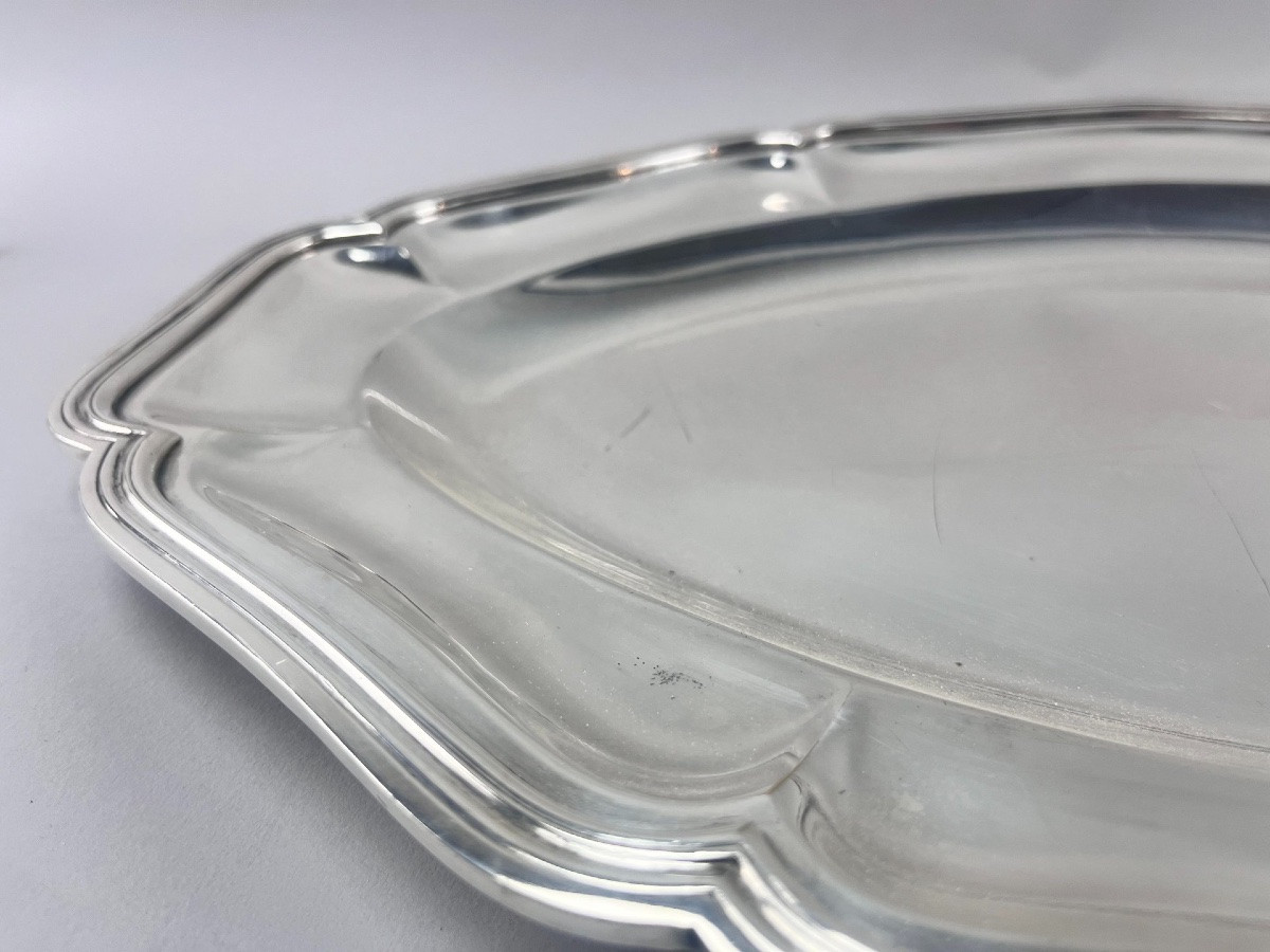 Oval Silver-plated Metal Dish, Net Model -photo-2