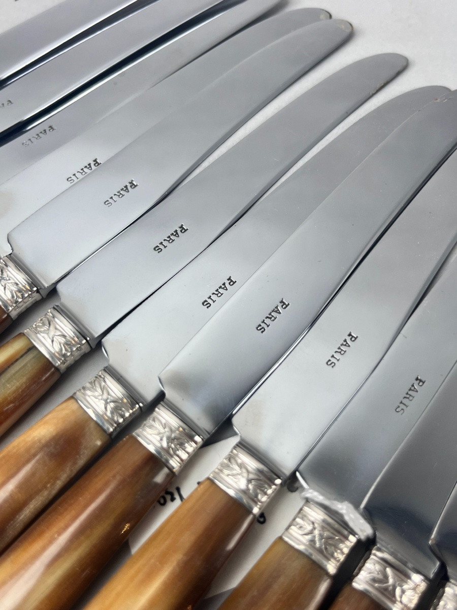 12 Cheese Knives With Horn Handles -photo-4