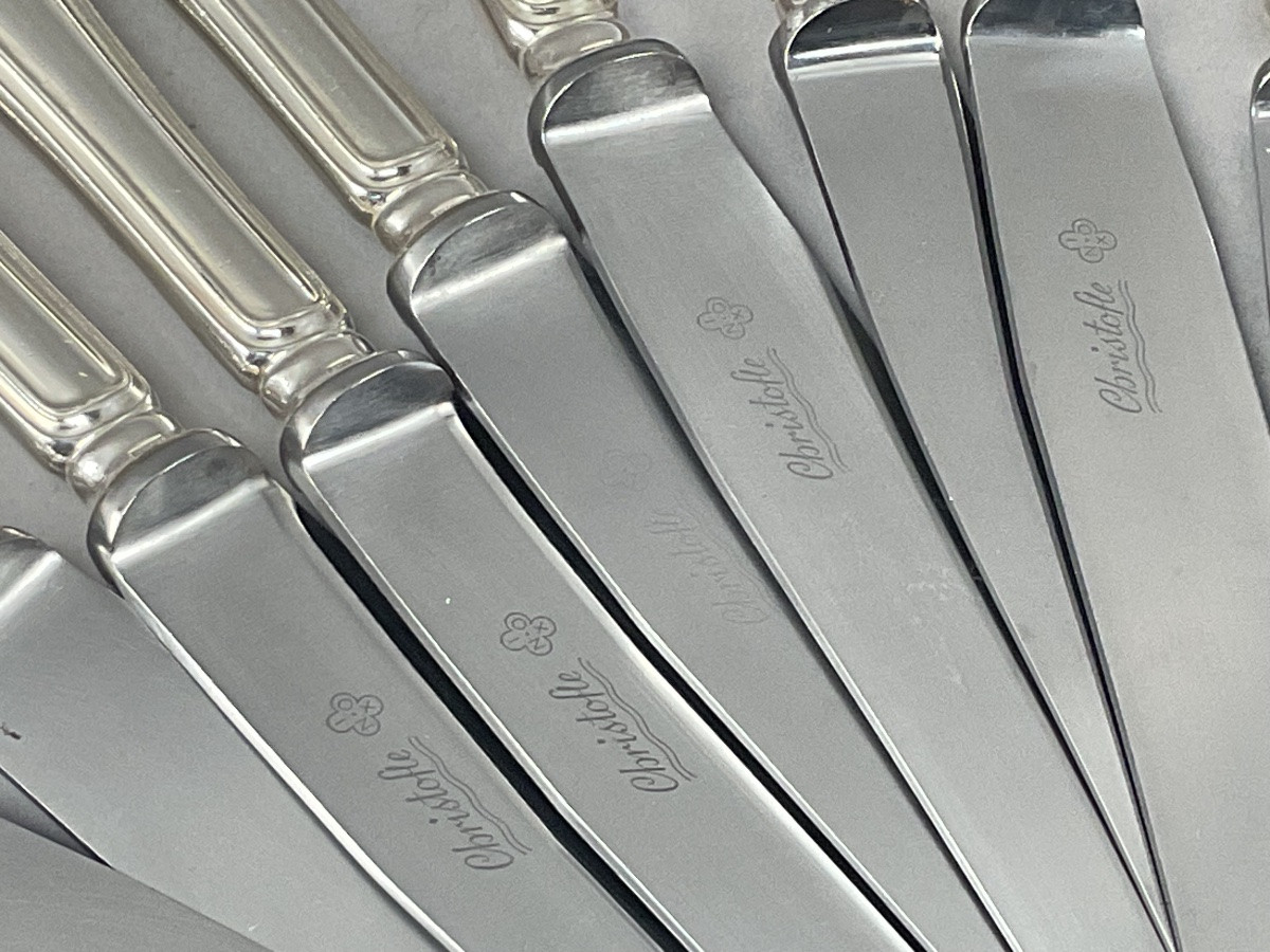 Twelve Christofle Spatour Model Table Knives -photo-2