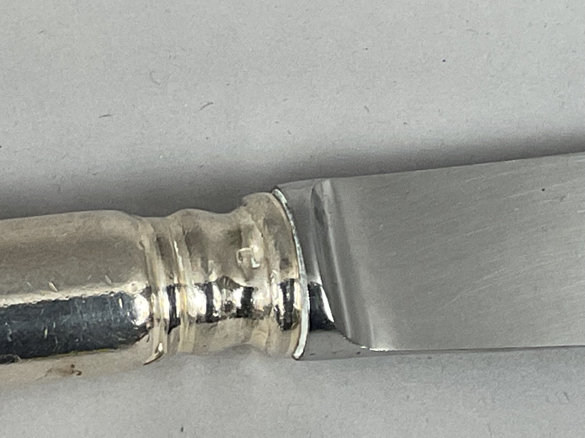 12 Baguette-style Table Knives In Silver Metal -photo-4