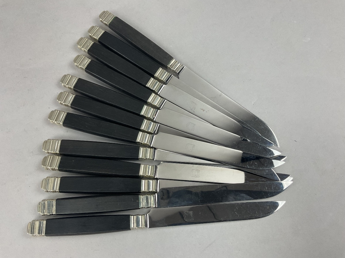 12 couteaux de table manche ébène 