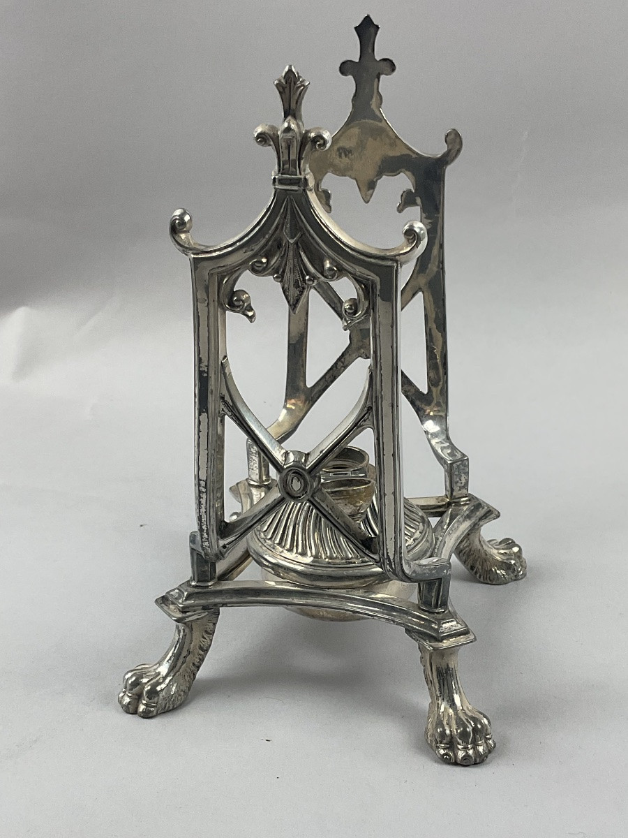 Théière Samovar à  côté ancien en  métal argenté anglais -photo-4