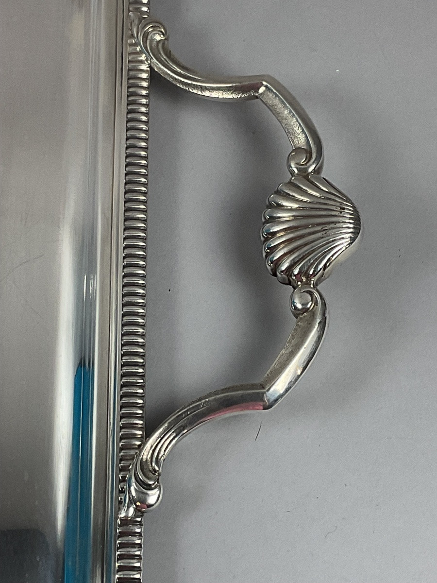 Plateau de service en metal argente -photo-2