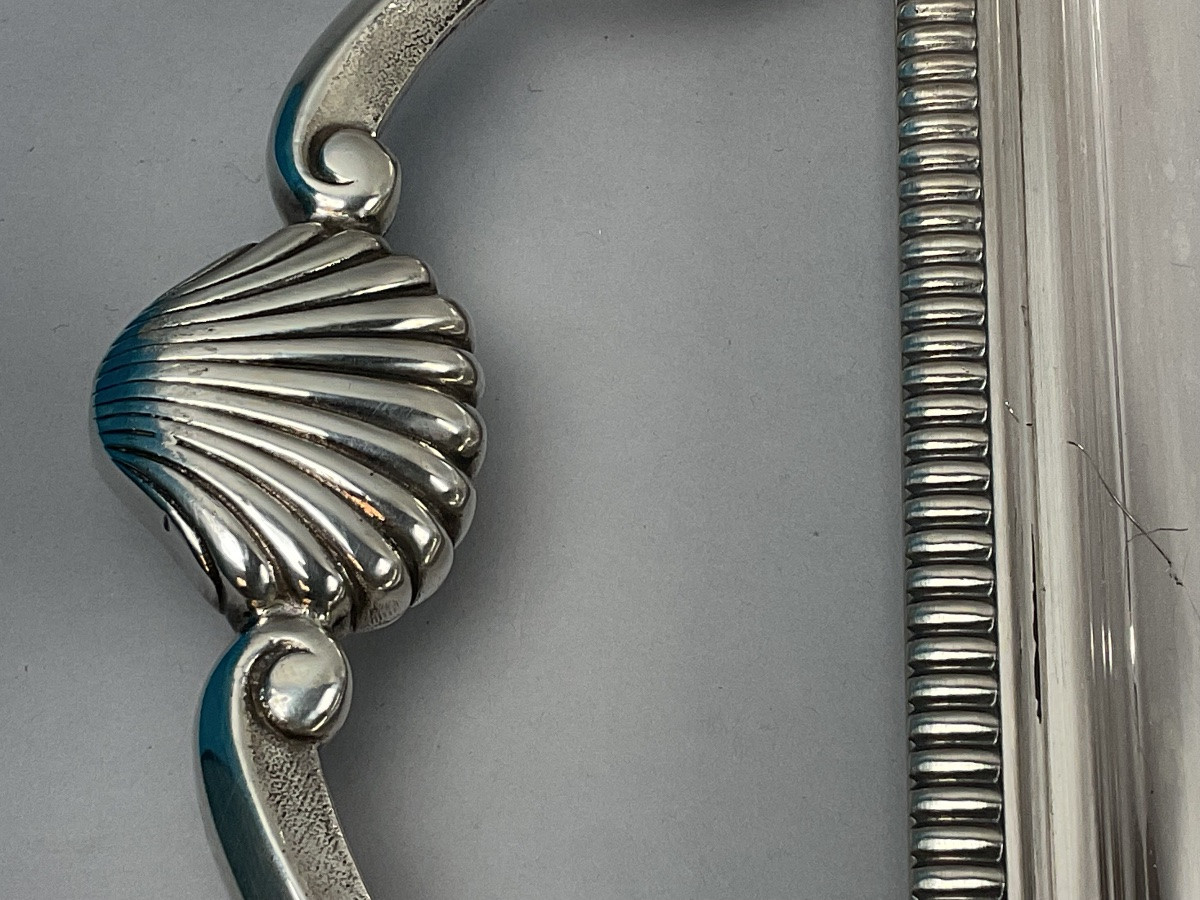 Plateau de service en metal argente -photo-3