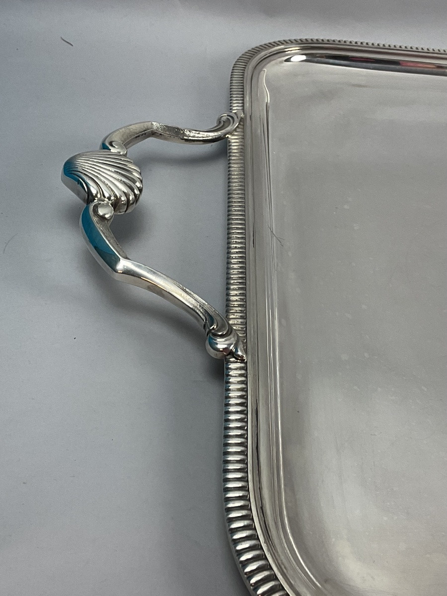 Plateau de service en metal argente -photo-4