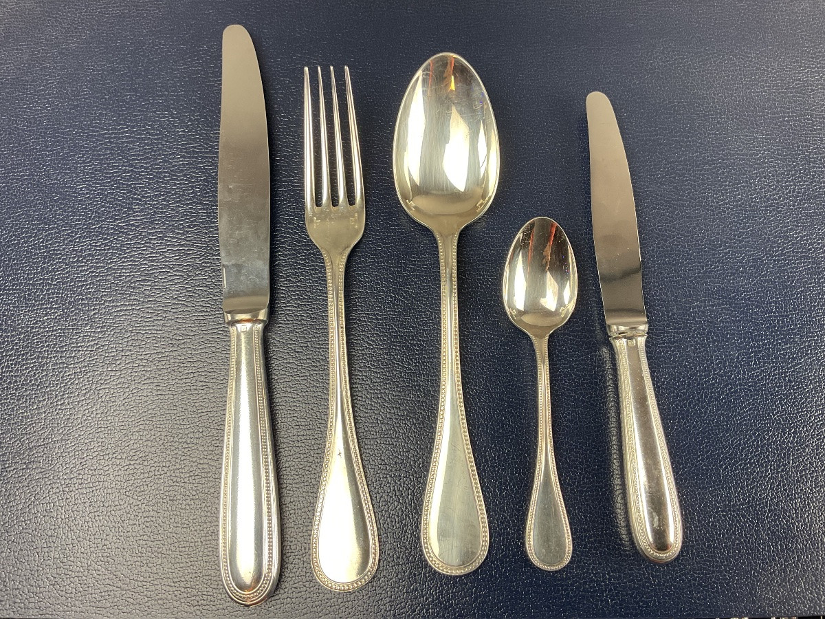 Christofle  72 Pièces Perle Pattern Flatware Set -photo-5