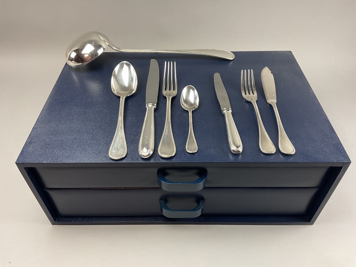 Christofle  72 Pièces Perle Pattern Flatware Set 