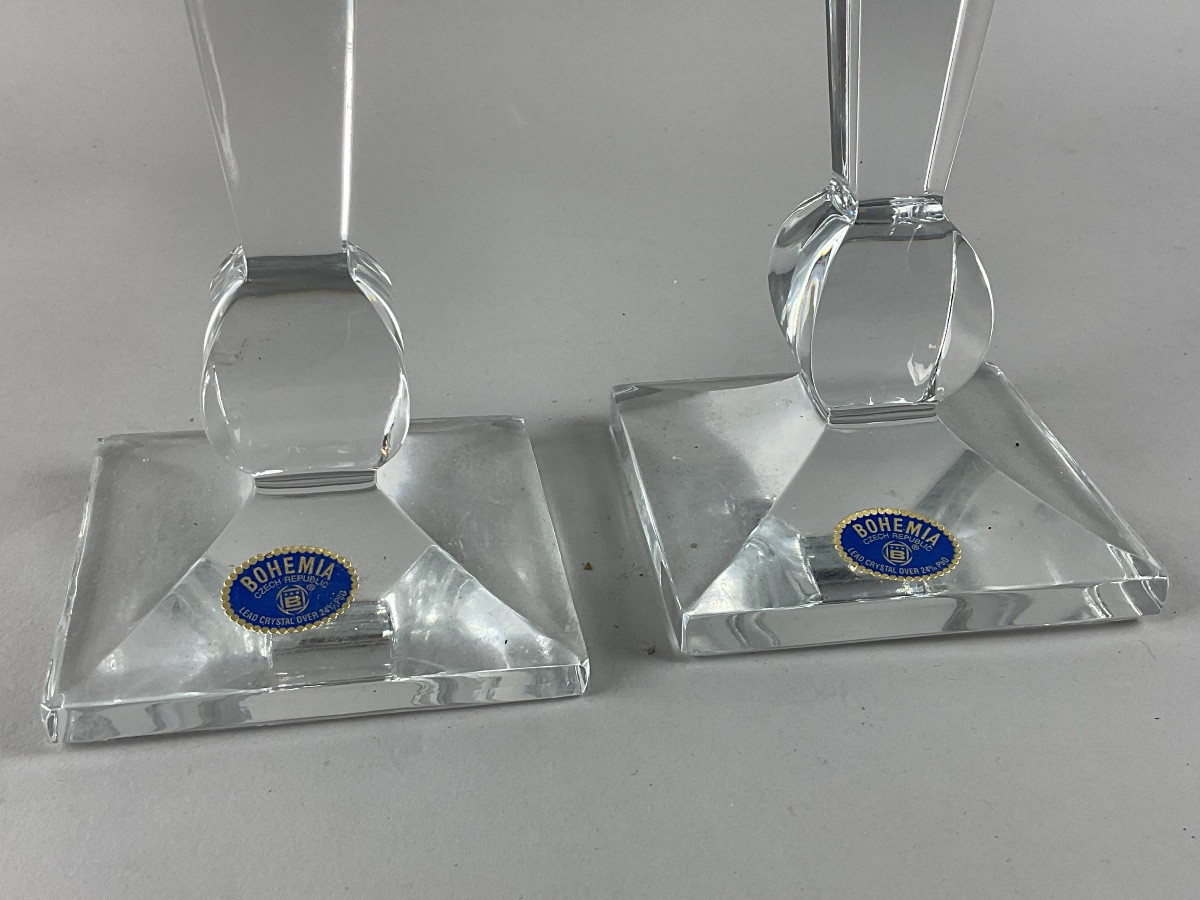 Paire de chandeliers en cristal de Bohème -photo-2