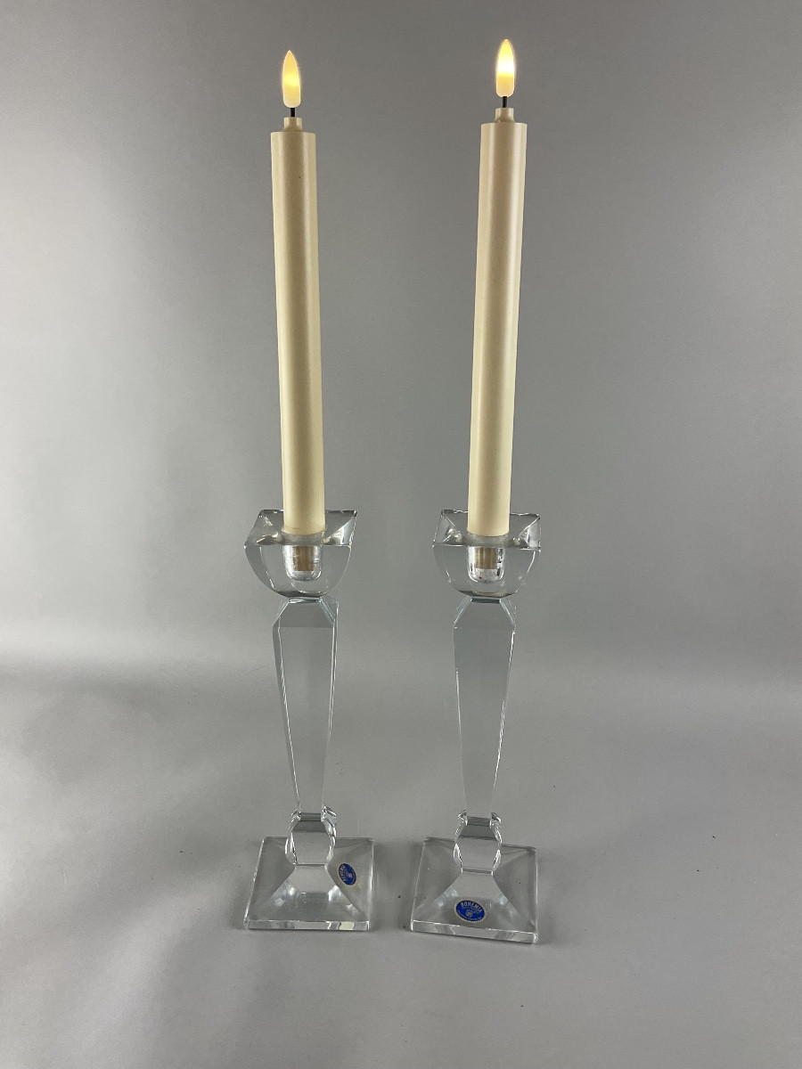 Paire de chandeliers en cristal de Bohème 