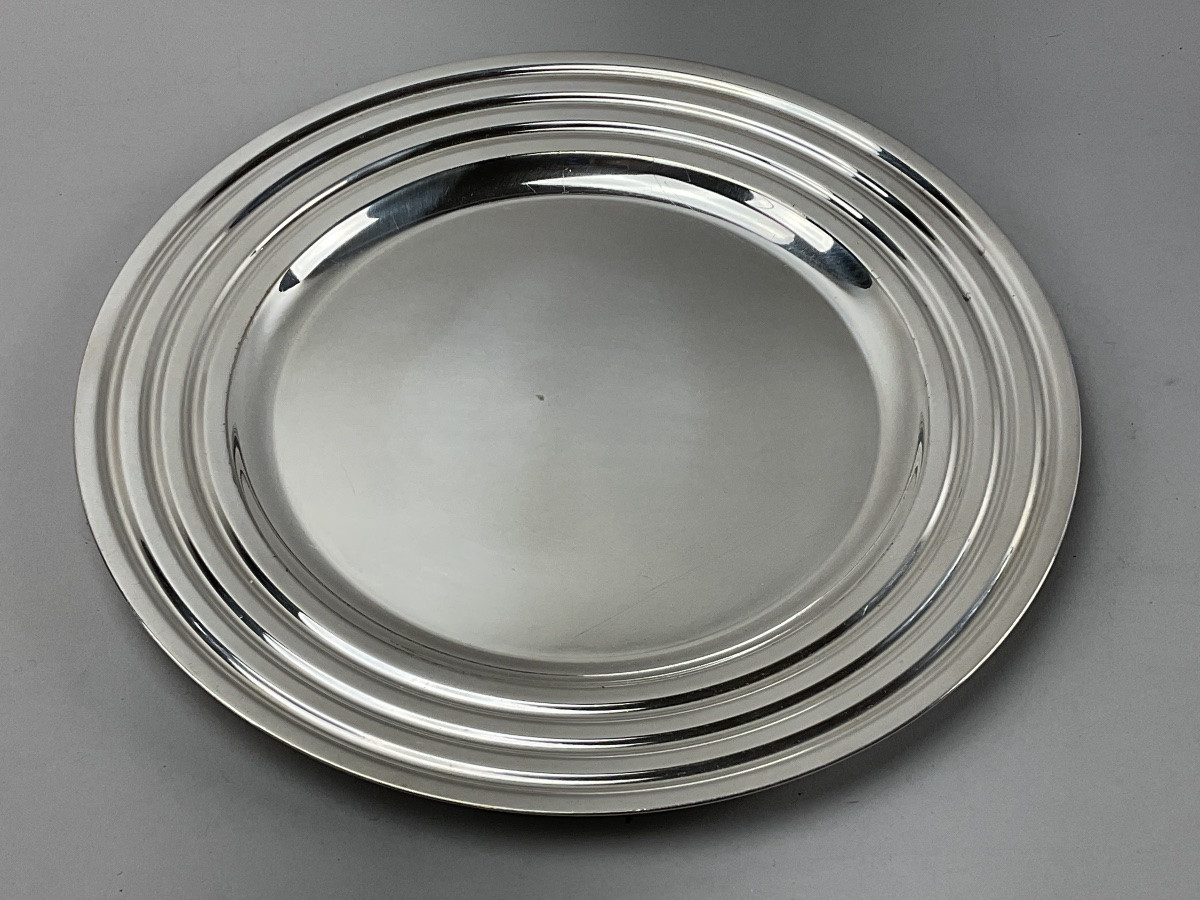 Christofle plat rond  style art deco modèle Ondulation -photo-2