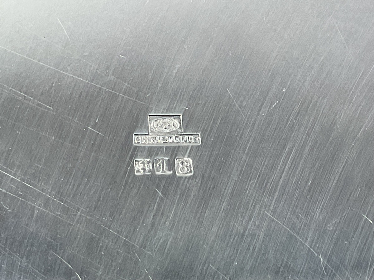 Christofle plat rond  style art deco modèle Ondulation -photo-3