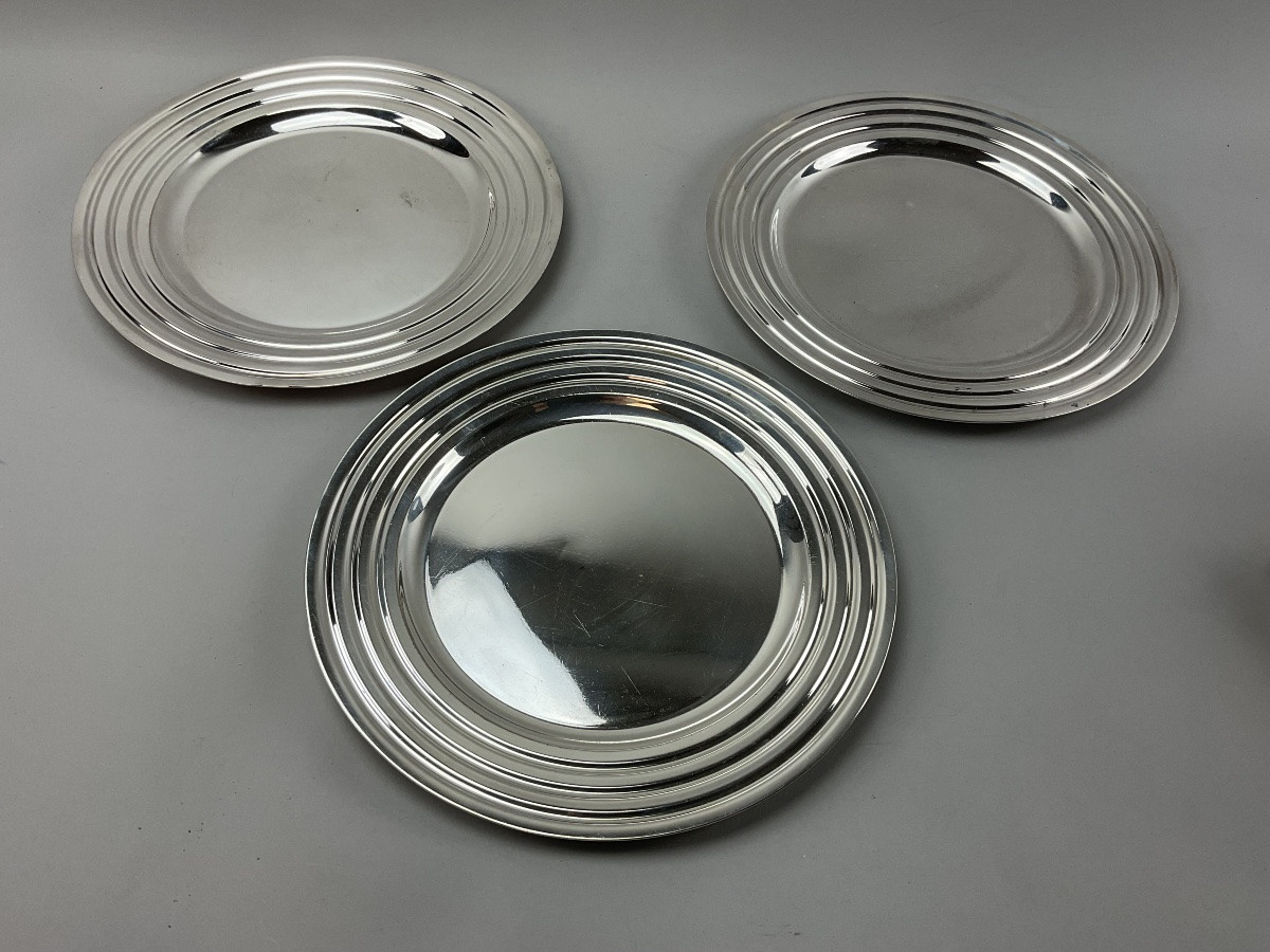Christofle plat rond  style art deco modèle Ondulation -photo-1