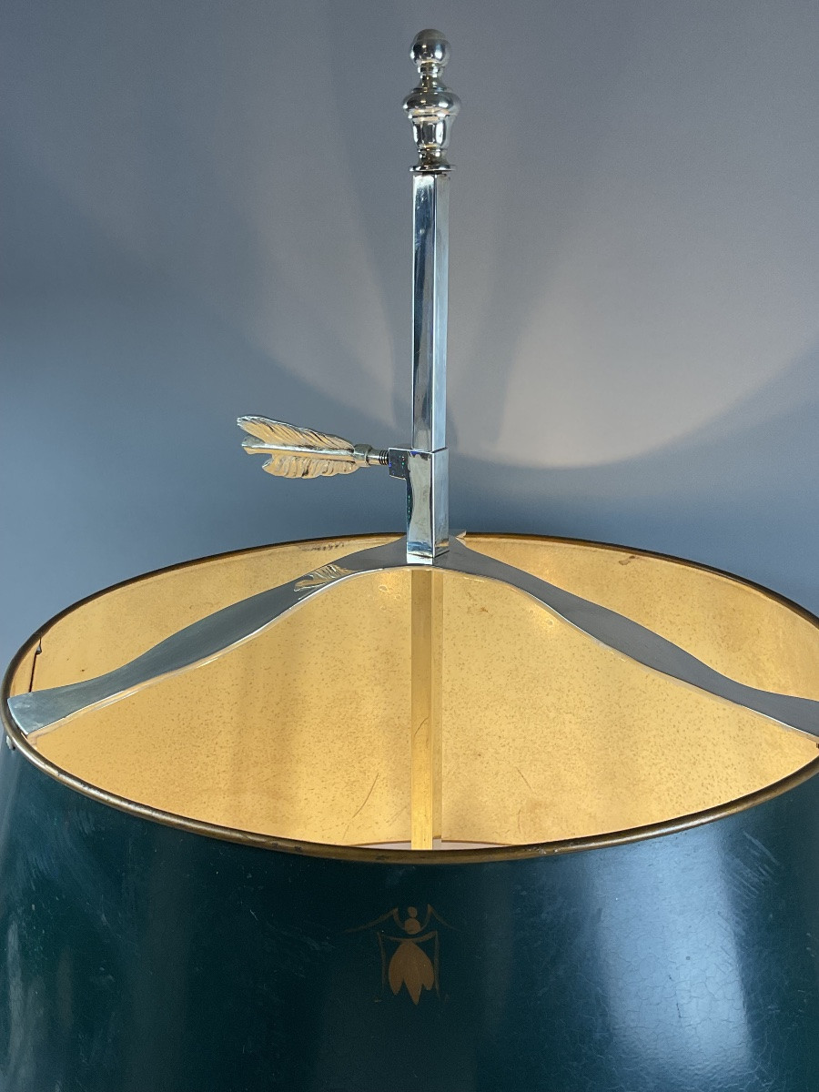 Lampe bouillotte en bronze argenté trois bras de lumière -photo-2